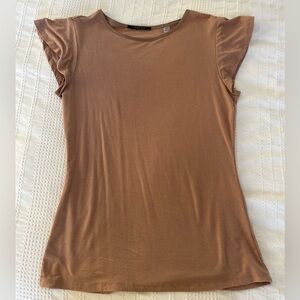 Tahari Brown Short Sleeve Top